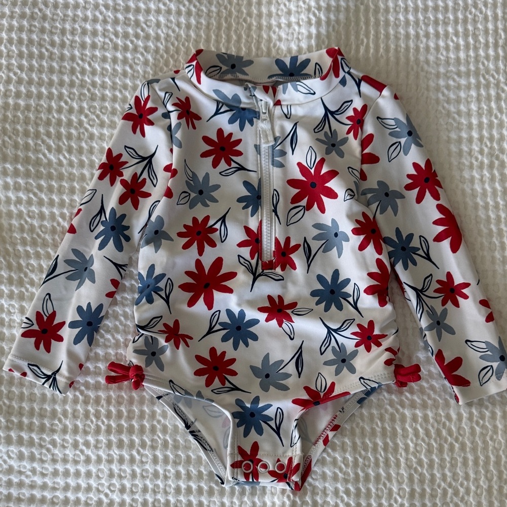 Floral Long Sleeve Kids Swimwear